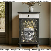 Gothic Cyberpunk Skull & Gold Crown U2 Decoupage Seidenpapier