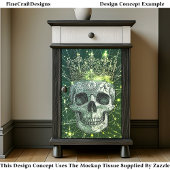 Gothic Cyberpunk Skull & Gold Crown U2G Decoupage Seidenpapier