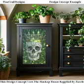 Gothic Cyberpunk Skull & Gold Crown U2G Decoupage Seidenpapier