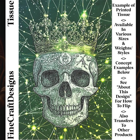 Gothic Cyberpunk Skull & Gold Crown U2G Decoupage Seidenpapier