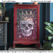 Gothic Cyberpunk Skull & Gold Crown U2M Decoupage Seidenpapier