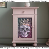 Gothic Cyberpunk Skull & Gold Crown U2M Decoupage Seidenpapier