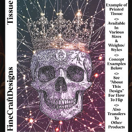 Gothic Cyberpunk Skull & Gold Crown U2M Decoupage Seidenpapier