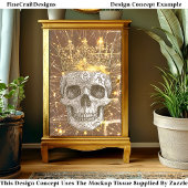 Gothic Cyberpunk Skull & Gold Crown U2V Decoupage Seidenpapier