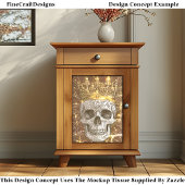 Gothic Cyberpunk Skull & Gold Crown U2V Decoupage Seidenpapier