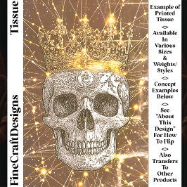 Gothic Cyberpunk Skull & Gold Crown U2V Decoupage Seidenpapier