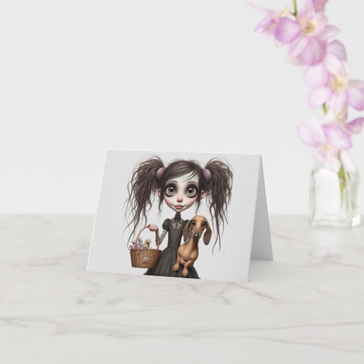 Gothic Dackel Osterkarte Karte (Orchidee)