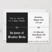 Gothic Damask Black & White Einladung (Rückseite)