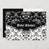 Gothic Damask Black & White Einladung (Vorne/Hinten)