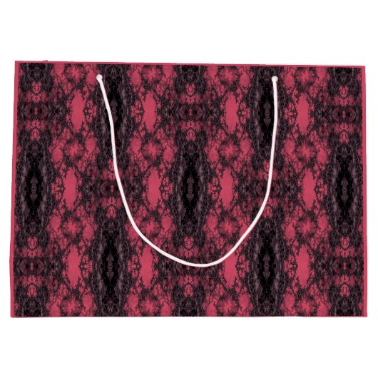Gothic Damask Dark Pink und Black Lace Muster Große Geschenktüte (Rückseite)