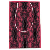 Gothic Damask Dark Pink und Black Lace Muster Mittlere Geschenktüte (Vorderseite)