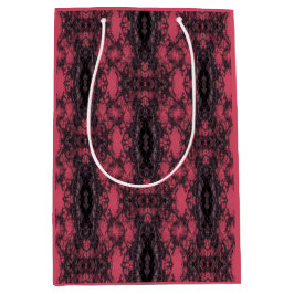 Gothic Damask Dark Pink und Black Lace Muster Mittlere Geschenktüte