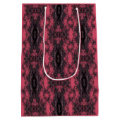 Gothic Damask Dark Pink und Black Lace Muster Mittlere Geschenktüte (Rückseite)