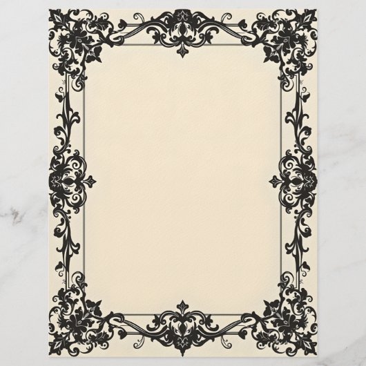 Gothic Damask Frame Stationery Paper Briefbogen (Vorderseite)