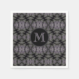 Gothic Damask Lavender Sage Fern Muster Monogram Serviette