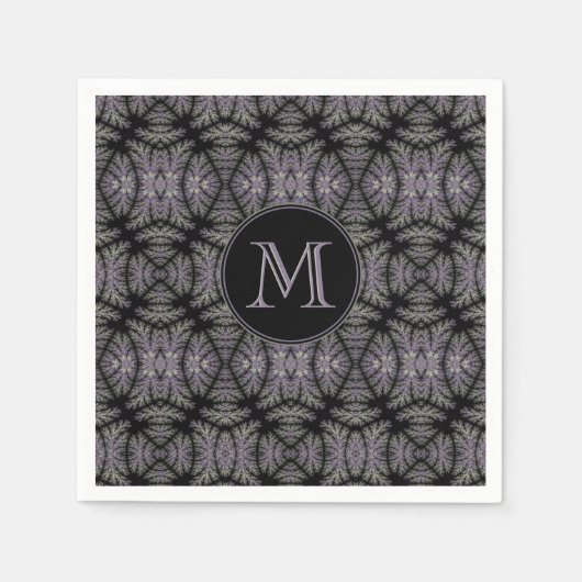 Gothic Damask Lavender Sage Fern Muster Monogram Serviette (Vorderseite)