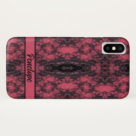 Gothic Damask Pink Lace Muster Modelle Case-Mate iPhone Hülle (Rückseite (Horizontal))