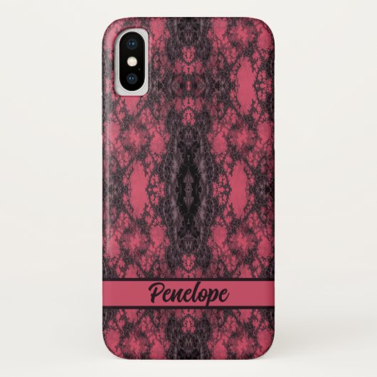 Gothic Damask Pink Lace Muster Modelle Case-Mate iPhone Hülle (Rückseite)