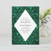 Gothic Damask Print Rustikales Halloween Einladung (Stehend Vorderseite)