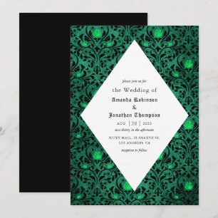 Gothic Damask Print Rustikales Halloween Einladung