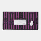 Gothic Damask Purple & Black Striped Desk Mat  Schreibtischunterlage (Tastatur & Maus)