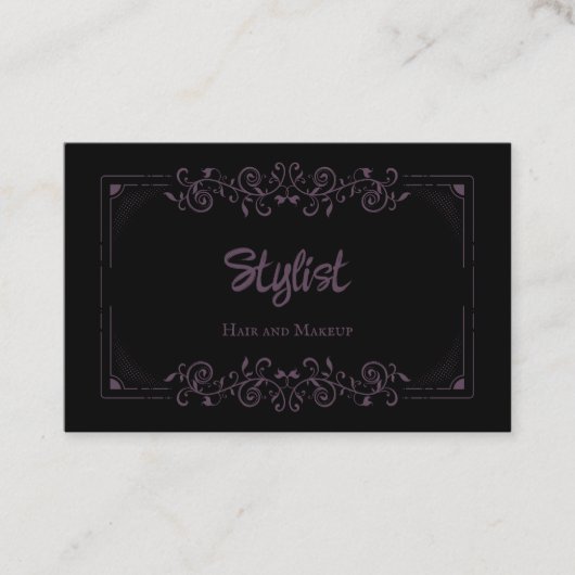 Gothic Damask Stylist Eggplant Visitenkarte (Vorderseite)