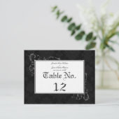 Gothic Damask Wedding Tischnummer Black & White (Stehend Vorderseite)