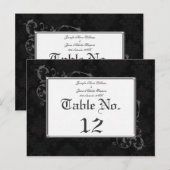 Gothic Damask Wedding Tischnummer Black & White (Vorne/Hinten)