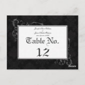 Gothic Damask Wedding Tischnummer Black & White (Rückseite)