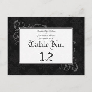 Gothic Damask Wedding Tischnummer Black & White