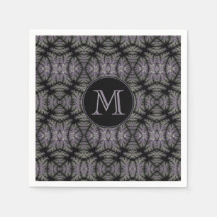 Gothic Damast Lavendel Salbei Farn Muster Monogram Serviette