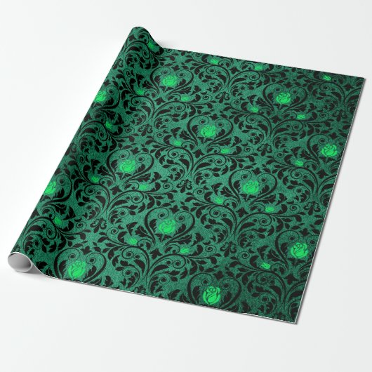 Gothic Damastdruck Rustikales Halloween Geschenkpapier (Ungerollt)