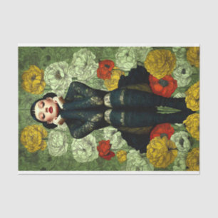 Gothic Damenmode mit Blumen DQ4R Dekoupage Seidenpapier