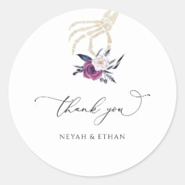 Gothic Danke, Dark Wedding Halloween Label N100 Runder Aufkleber