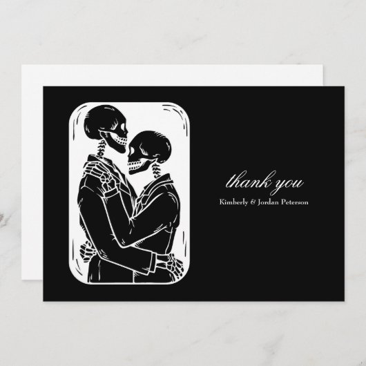 Gothic Danke Skeletts Hochzeit Schwarz-Weiß (Vorne/Hinten)