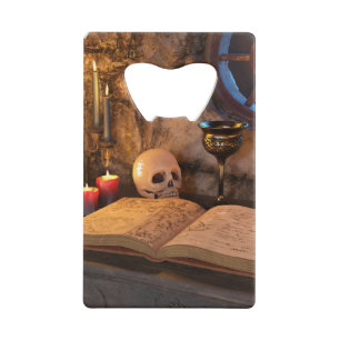 Gothic Dark Academia Kerzenbeleuchtete Studienkuns Geldbeutel Flaschenöffner