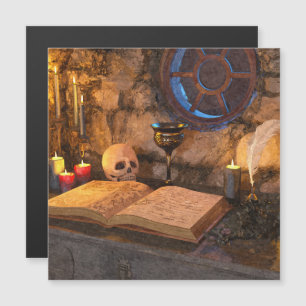 Gothic Dark Academia Kerzenbeleuchtete Studienkuns Magnetkarte
