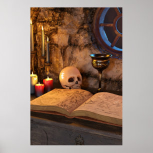 Gothic Dark Academia Kerzenbeleuchtete Studienkuns Poster