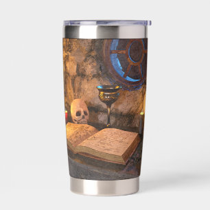 Gothic Dark Academia Kerzenbeleuchtete Studienkuns Thermobecher