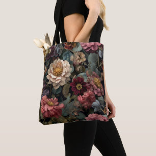 Gothic Dark and Moody Vintag Floral Design Tasche