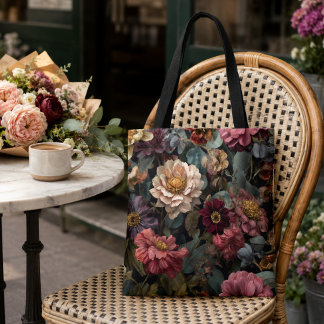 Gothic Dark and Moody Vintag Floral Design Tasche