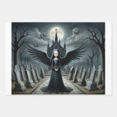 Gothic Dark Angel, Friedhof unter Mondlicht Geschenkpapier Set (Vorderseite)