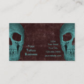 Gothic Dark Aquamarin Skull Brown Texture Tattoo S Visitenkarte (Rückseite)