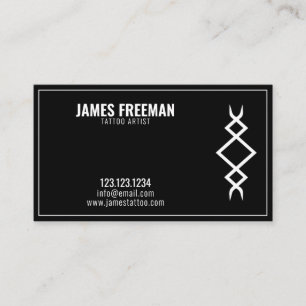 Gothic Dark Black and White Tribal Tattoo Artist Visitenkarte