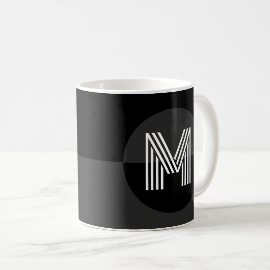 Gothic Dark Black Gray Geometric Modern Monogram Kaffeetasse (VorderseiteRechts)