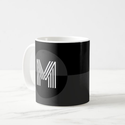 Gothic Dark Black Gray Geometric Modern Monogram Kaffeetasse (Vorderseite Links)