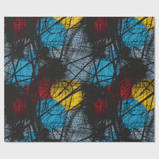Gothic Dark Blue Black Red Yellow Geschenkpapier (Flach)