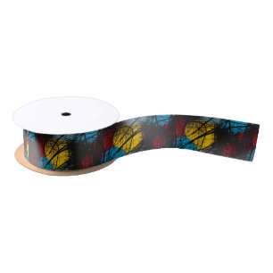 Gothic Dark Blue Black Red Yellow Satinband