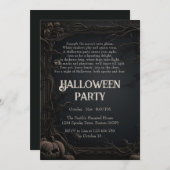 Gothic Dark Carved Trees & Poem Halloween-Party Einladung (Vorne/Hinten)