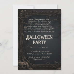 Gothic Dark Carved Trees & Poem Halloween-Party Einladung